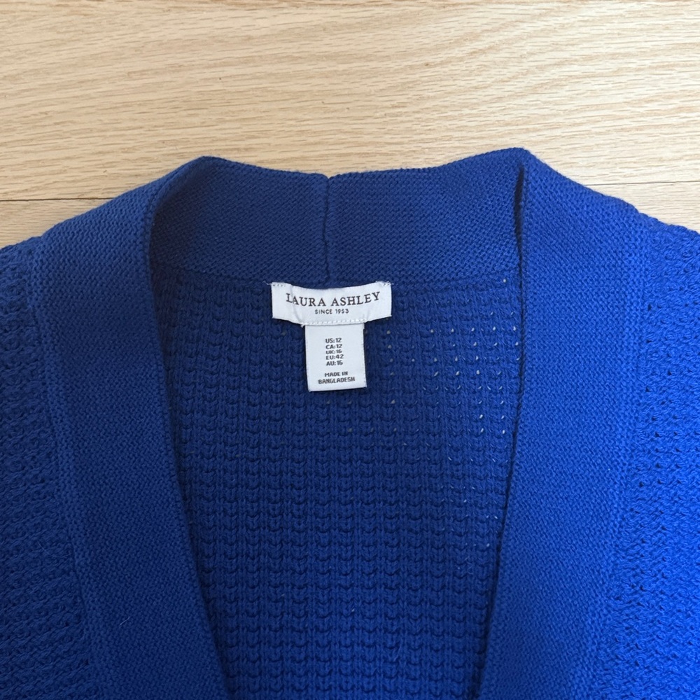 Laura Ashley Royal Blue Open-Front Cropped Cardigan